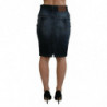 Gonna in denim a taglio tubino a vita media lavato blu scuro - IT40-S