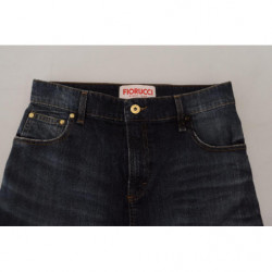 Gonna in denim a taglio tubino a vita media lavato blu scuro - IT40-S