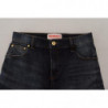 Gonna in denim a taglio tubino a vita media lavato blu scuro - IT40-S