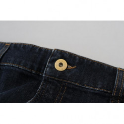 Gonna in denim a taglio tubino a vita media lavato blu scuro - IT40-S