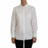 Top formale a maniche lunghe con colletto in cotone bianco - IT44-L