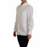 Top formale a maniche lunghe con colletto in cotone bianco - IT44-L