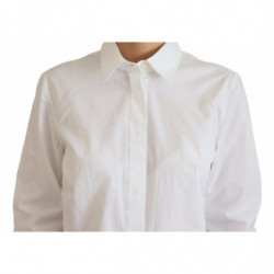 Top formale a maniche lunghe con colletto in cotone bianco - IT42-M