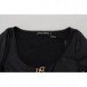 Top maniche 3/4 sul petto aperto cotone elasticizzato nero - IT40-S