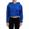 Felpa con cappuccio corta con zip intera in cotone blu - IT38 - XS