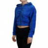 Felpa con cappuccio corta con zip intera in cotone blu - IT38 - XS