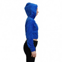 Felpa con cappuccio corta con zip intera in cotone blu - IT38 - XS