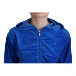 Felpa con cappuccio corta con zip intera in cotone blu - IT38 - XS