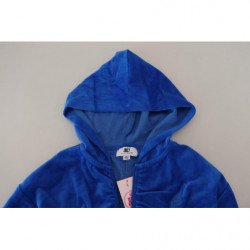 Felpa con cappuccio corta con zip intera in cotone blu - IT38 - XS