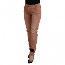 Pantaloni casual da donna slim fit a vita media rosa - IT40-S