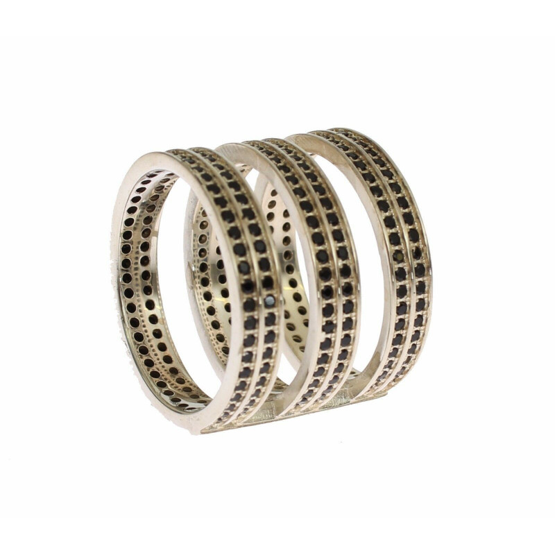 Anello da donna in argento sterling 925 nero CZ - EU52 - US6
