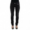 Jeans casual denim da donna slim fit vita bassa cotone nero - W26