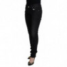 Jeans casual denim da donna slim fit vita bassa cotone nero - W26