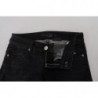 Jeans casual denim da donna slim fit vita bassa cotone nero - W26
