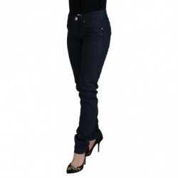 Jeans casual denim da donna slim fit vita bassa cotone blu - W26