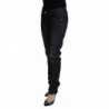 Jeans casual denim da donna slim fit vita bassa cotone nero - W26