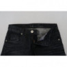 Jeans casual denim da donna slim fit vita bassa cotone nero - W26