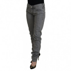 Jeans denim casual da donna skinny in cotone lavato grigio - W28