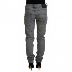 Jeans denim casual da donna skinny in cotone lavato grigio - W28