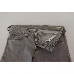 Jeans denim casual da donna skinny in cotone lavato grigio - W28