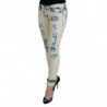 Jeans denim stracciati da donna skinny in cotone bianco blu - W26