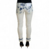 Jeans denim stracciati da donna skinny in cotone bianco blu - W26