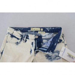 Jeans denim stracciati da donna skinny in cotone bianco blu - W26