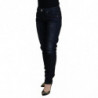 Jeans denim casual da donna a vita bassa skinny in cotone blu - W26