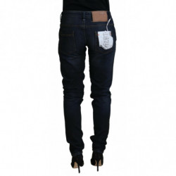 Jeans denim casual da donna a vita bassa skinny in cotone blu - W26
