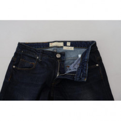 Jeans denim casual da donna a vita bassa skinny in cotone blu - W26