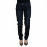 Jeans denim casual da donna a vita bassa skinny in cotone blu - W29