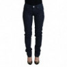 Jeans denim casual da donna a vita bassa skinny in cotone blu - W26