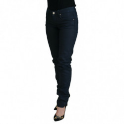 Jeans denim casual da donna a vita bassa skinny in cotone blu - W26