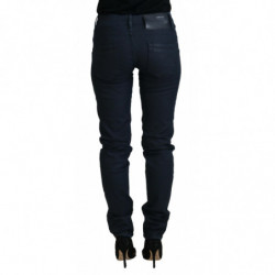 Jeans denim casual da donna a vita bassa skinny in cotone blu - W26
