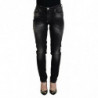 Jeans casual denim da donna affusolati vita media lavati neri - W26