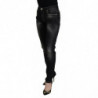 Jeans casual denim da donna affusolati vita media lavati neri - W26