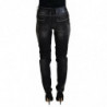 Jeans casual denim da donna affusolati vita media lavati neri - W26