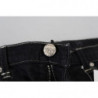 Jeans casual denim da donna affusolati vita media lavati neri - W26