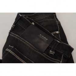 Jeans casual denim da donna affusolati vita media lavati neri - W26