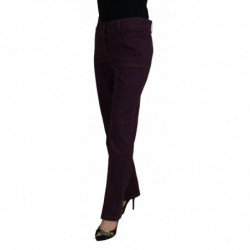 Pantaloni affusolati da donna a vita media in cotone viola - IT48 - XL