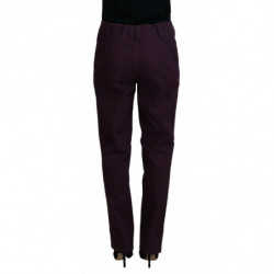 Pantaloni affusolati da donna a vita media in cotone viola - IT48 - XL