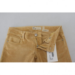 Jeans casual da donna vita bassa velluto coste cotone marrone - W26