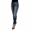 Jeans casual da donna a vita bassa in cotone lavato blu - W26