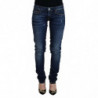 Jeans casual da donna a vita bassa in cotone lavato blu - W26