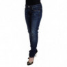 Jeans casual da donna a vita bassa in cotone lavato blu - W26