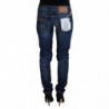 Jeans casual da donna a vita bassa in cotone lavato blu - W26