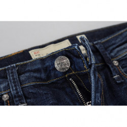 Jeans casual da donna a vita bassa in cotone lavato blu - W26