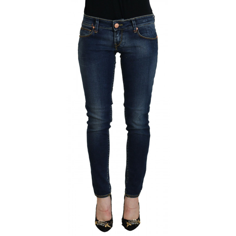 Jeans casual da donna skinny a vita bassa in cotone blu - W26