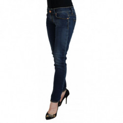 Jeans casual da donna skinny a vita bassa in cotone blu - W26