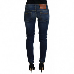 Jeans casual da donna skinny a vita bassa in cotone blu - W26